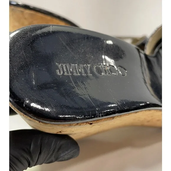 Jimmy Choo Black Wedge Sandals - Picture 7 of 13